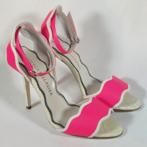 Francesca Bellavita hot pink & glitter leather stiletto sandals, EU40.5, NWT - Picture 4 of 17